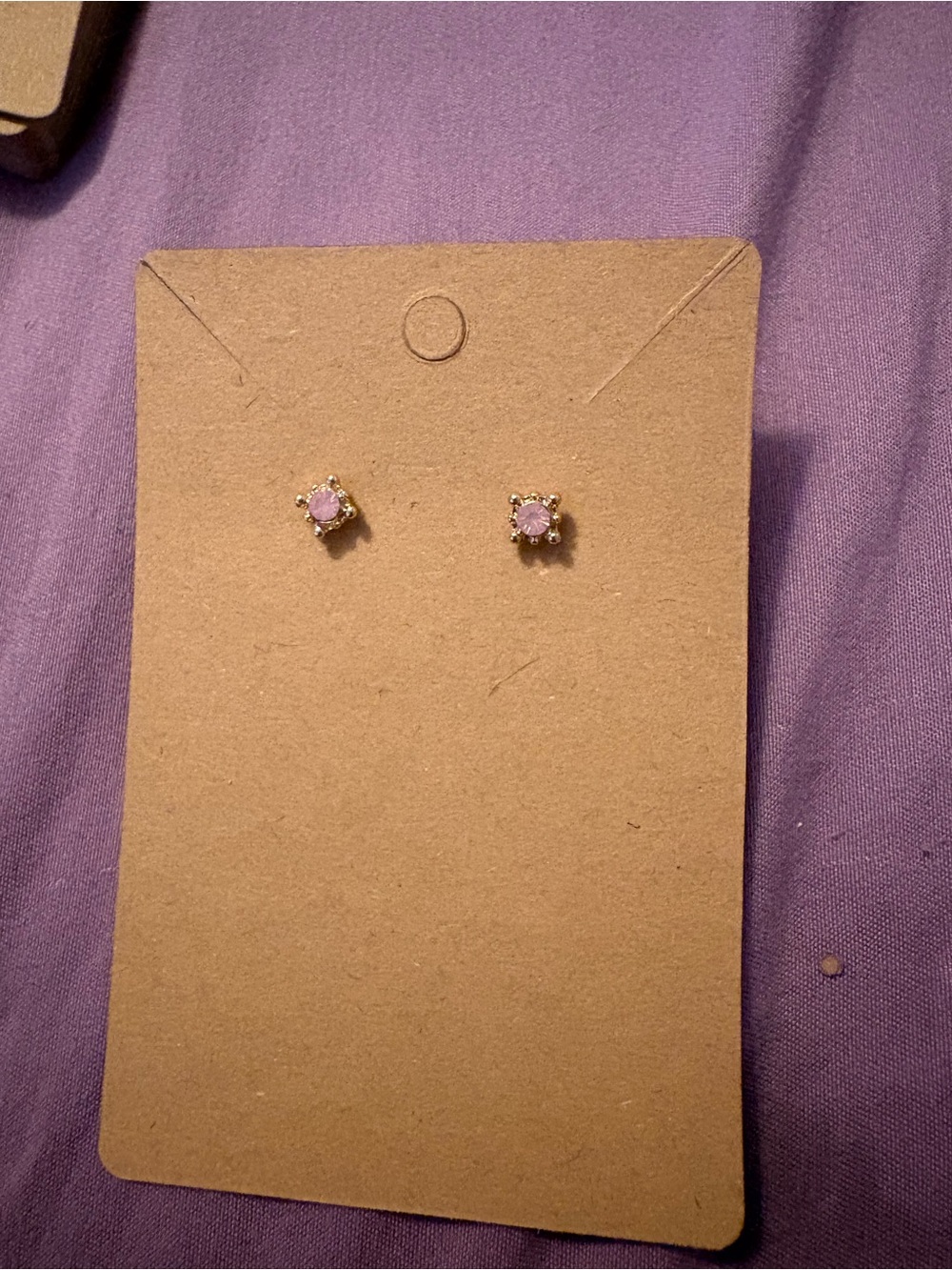 Aeropostale Pink Crystal Stud Earrings - Gold Tone